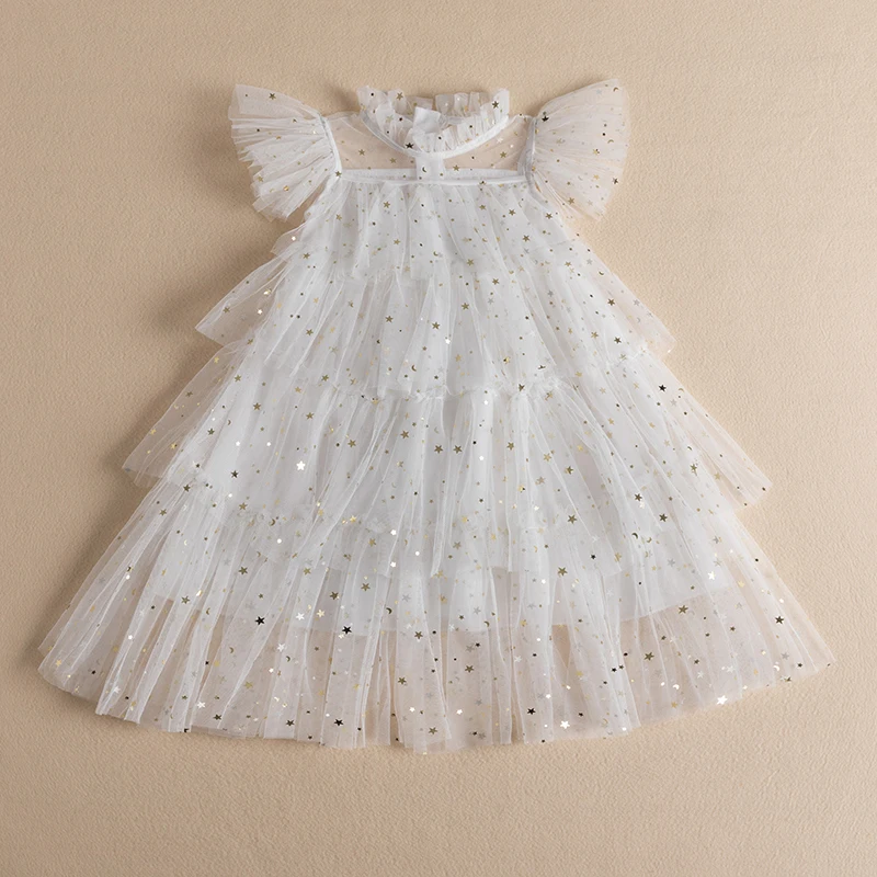 Short Sleeves Girls Dress Luxury Princess Summer Lace Girl Ceremony Flower Embroidery Kids Party Ball Gown | Детская одежда и