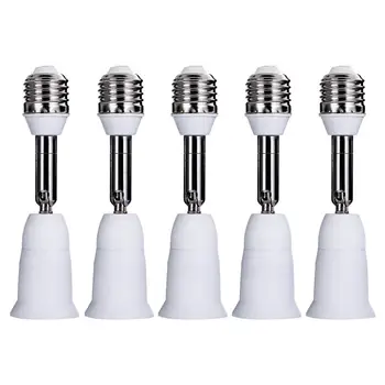 

E27 Flexible Extend Extension Base Light Lamp with Adapter Converter Stainless Steel Accessories White Color