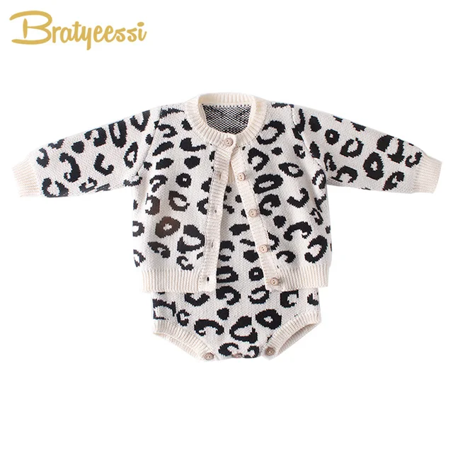 US $9.49 New Leopard Baby Girl Romper Cotton Knit Infant Onesie Baby Romper for Girls Jumpsuit Toddler Costu