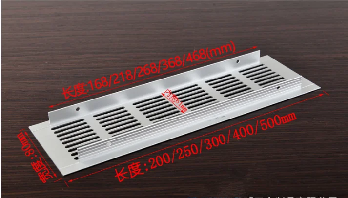 2Pcs/Lot 80*200mm/250mm/300 mm rejillas de ventilacion Wide Aluminum Air Vent Ventilator Grille For Closet Shoe Cabinet