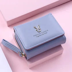 Fashion Antlers Accessories Women's Wallets 3 Fold Zipper Coin Purses Pu Leather Women's Card Holder Card Protect Case Pocket
