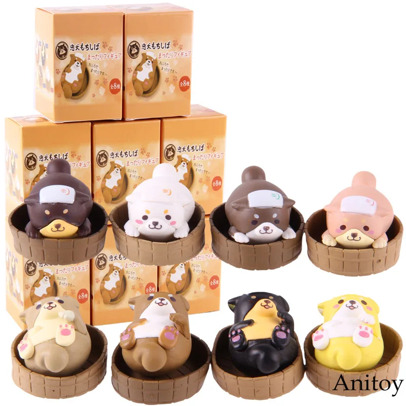 with colorful box Каваи Сиба ину щенок собака купания собаки фигурки животных куклы Шиба ину Собаки Фигурки ПВХ Коллекционная модель игрушки 8 шт./компл - Цвет: with colorful box