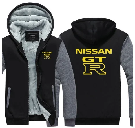 10 Новые зимние толстовки, мужские теплые толстовки для Nissan GTR, зимняя теплая утолщенная Вельветовая куртка, пальто на молнии, верхняя одежда, GT-R с капюшоном, топы-03 - Цвет: 10