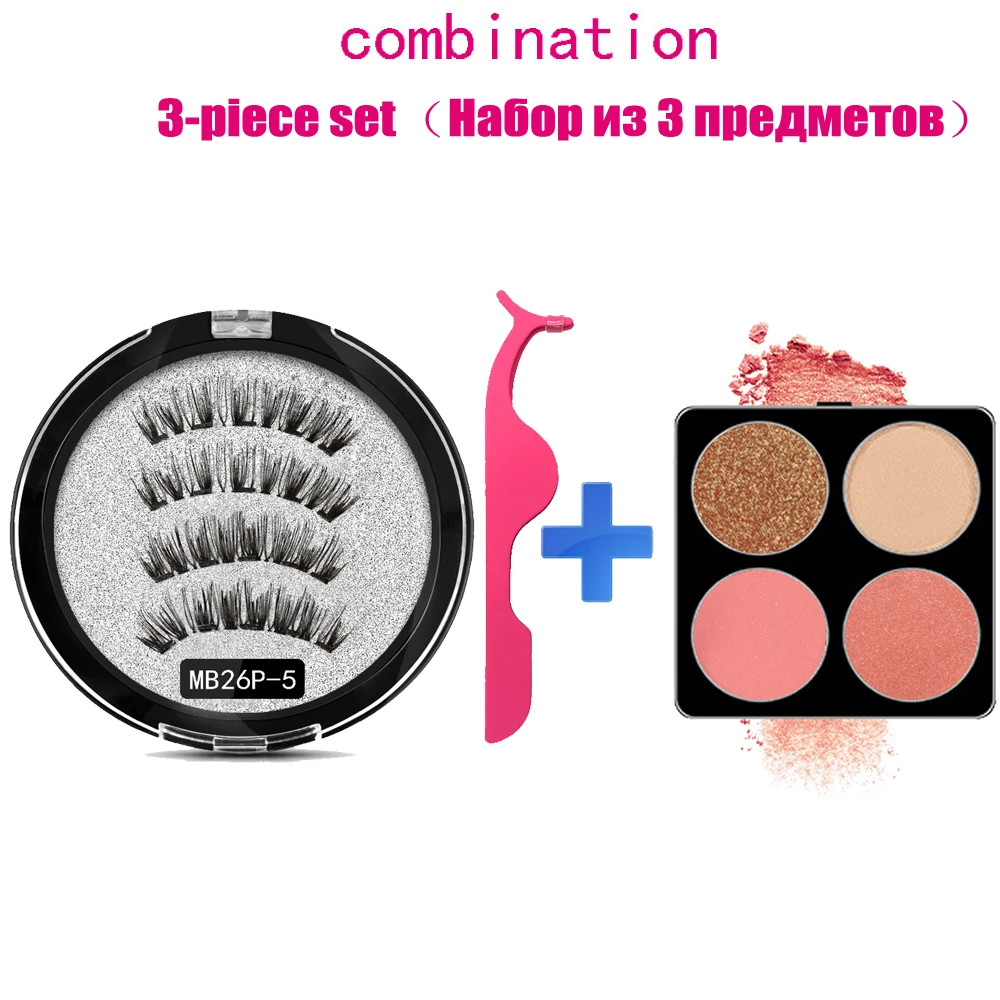 MB 5 Magnetic eyelashes Eye Shadow with handmade 3D/6D faux cils magnetique False magnet Mink lashes+ tweezers+Eye Shadow - Цвет: MB26P-5-CR-CRES03
