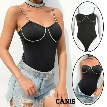 

Sexy Women Sleeveless Bodysuits Summer Leotard Bodycon Jumpsuit Romper Tops Vest Solid Casual Playsuit Women's Outfits