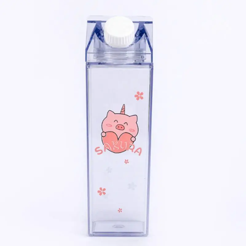 Portable Water Bottle Milk Storage Sakura-Print Strawberry-Print Sports Drinking Clear Cup For Home School Office D5BD