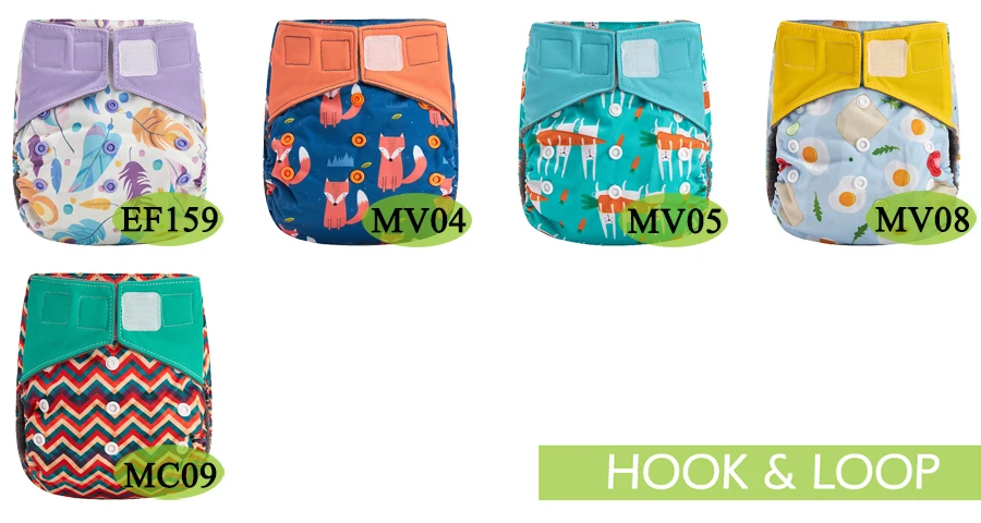 Happy Flute Overnight AIO Cloth Diaper Night Use Heavy Wetter Baby Diapers Bamboo Charcoal Double Gussets Fit 5-15kg