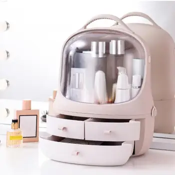 

Dustproof Desktop Cosmetic Makeup Organizer Storage Box Caser Container (Pink)