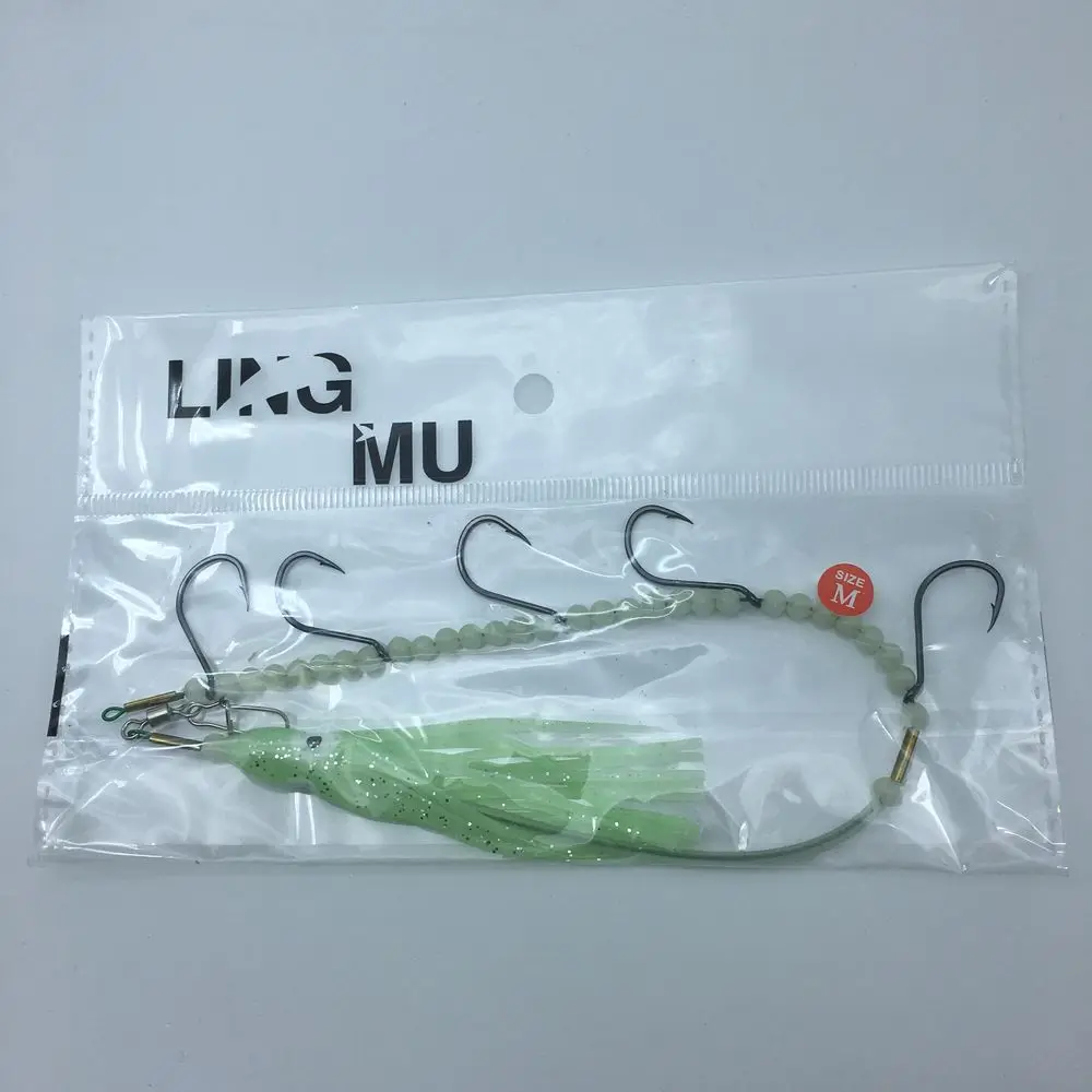 Ночной светильник Ribbonfish Octopus для ловли кальмаров Hot HoY 5 Hook Saury Mullet со стальной проволокой, искусственная приманка для ловли окуня, дороги, морской рыбалки H