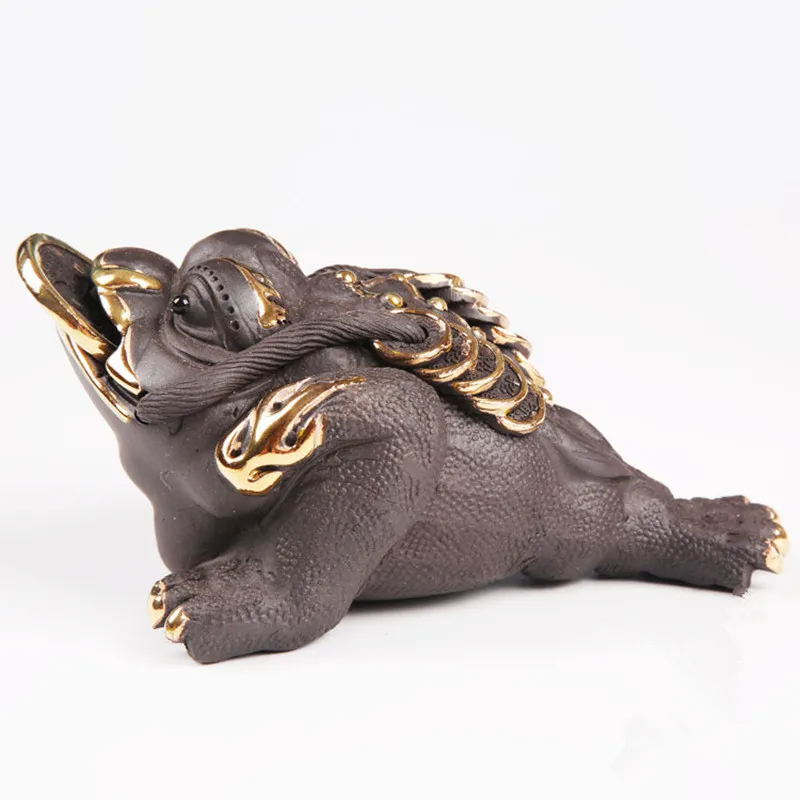 Chinese Yixing Purple Clay Kung Fu Teapets ZiSha Handmade Golden Toad Tea Pets Tea accessories