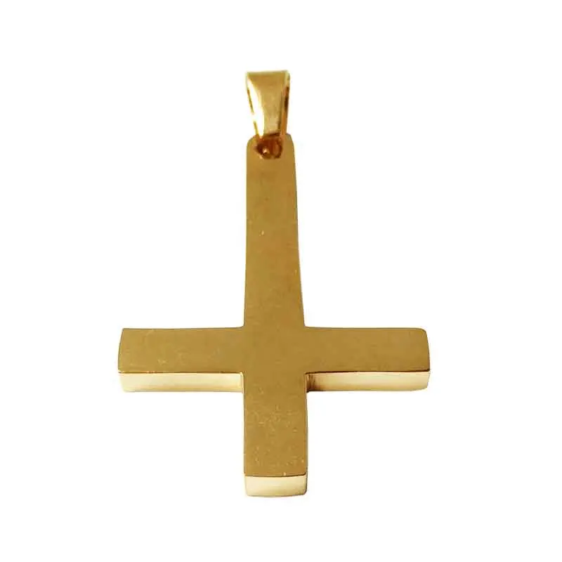 Золотое колье из нержавеющей стали с подвеской в виде дьявола|satanic jewelry|cross pendant