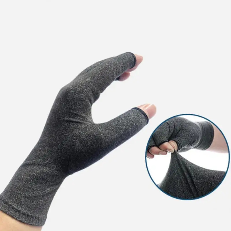 Мужские и женские перчатки при артрите на пол пальца, тендонит, карпальный туннель, компрессионные, защитные, твердые, черные, ревматоидные, облегчающие боль
