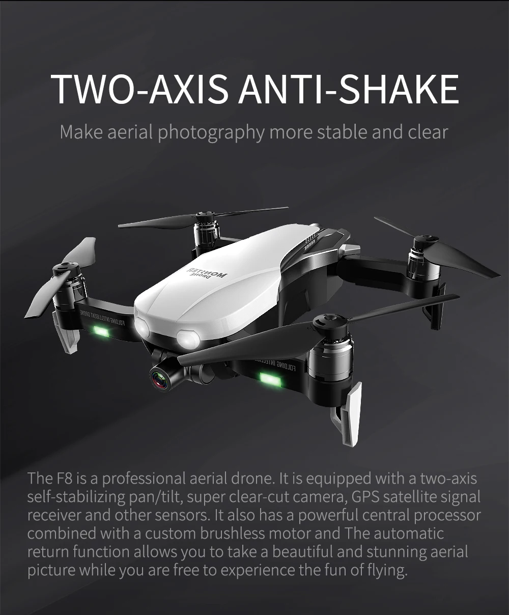 Бесщеточный GPS Drone 4K HD камера двухосевой антивибрационный самостабилизирующий