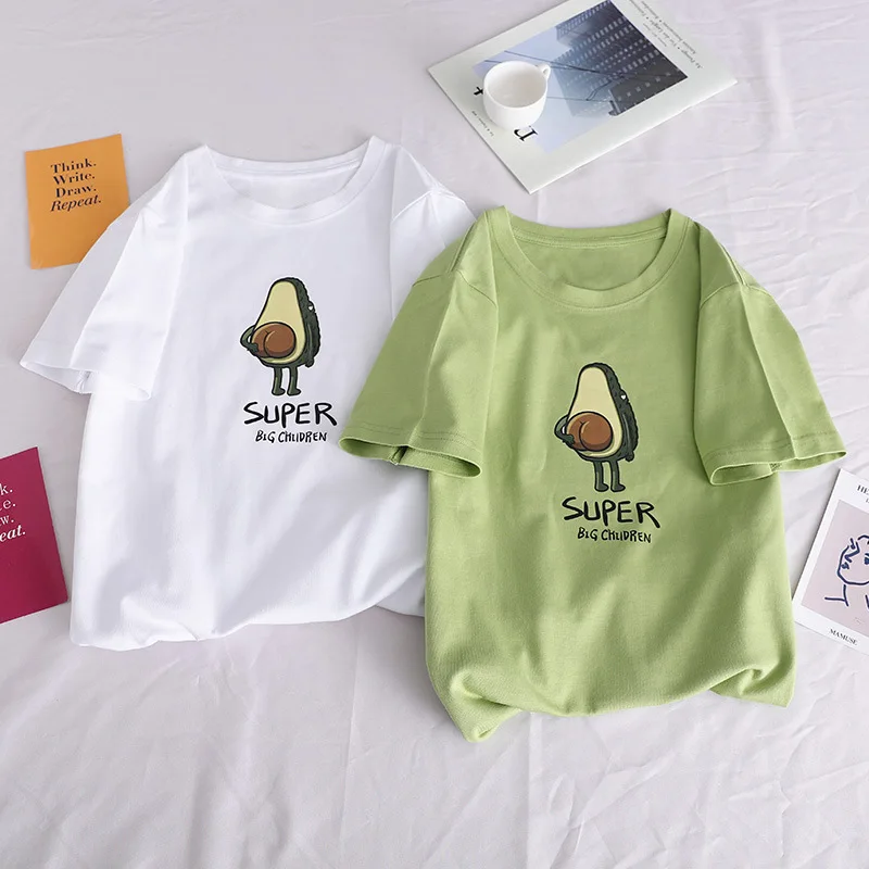 New Avocado Shirt Vegan T Shirt Women Harajuku Kawaii Short Sleeve T-shirt Vogue 90s Korean Style Tshirt Fashion Top Tees Female