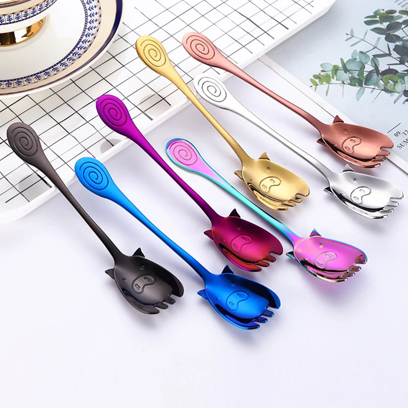 Cute pig ice cream spoon – high-quality stainless steel teaspoon and fun tableware – perfect gift