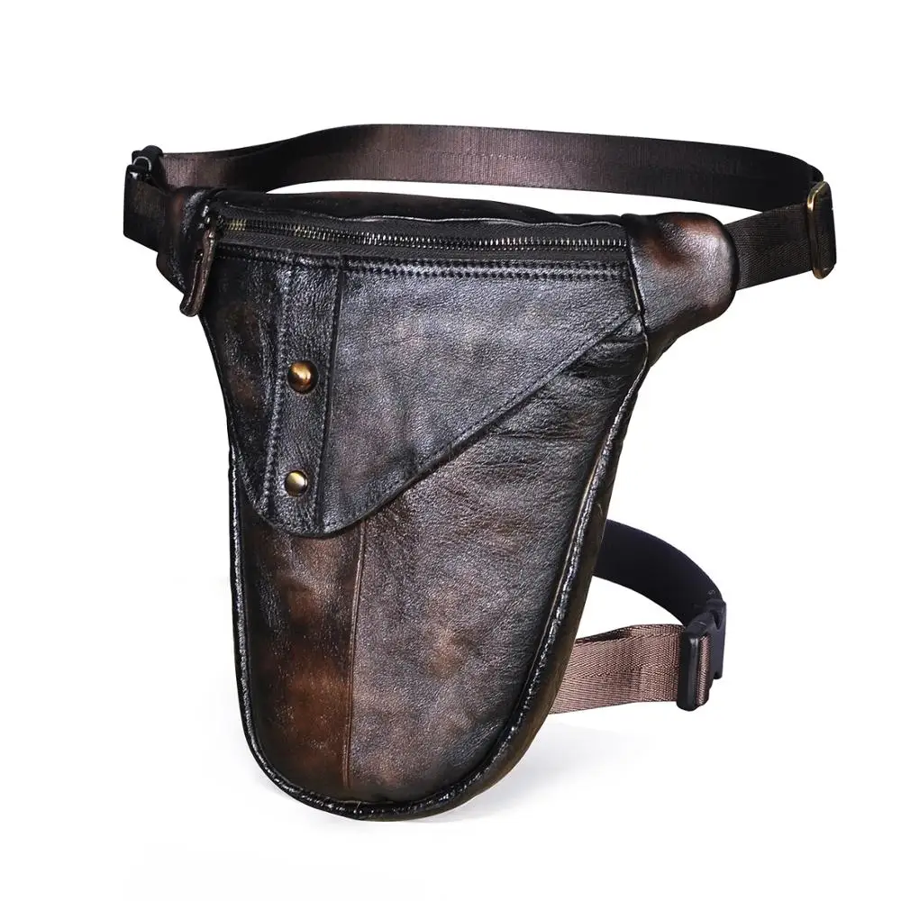 Luxury Brand Original Leather Men Design Classic Messenger Sling Bag Fashion Travel Fanny Waist Belt Pack Leg Drop Bag 3115