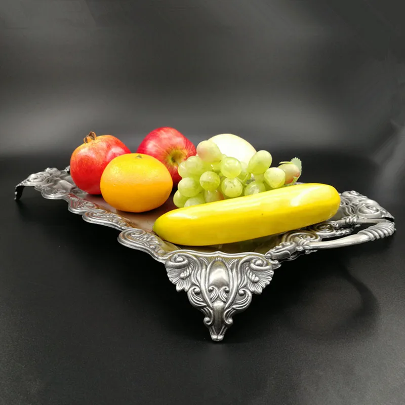 Металлический поднос для фруктов кухонная утварь закуска стальные тарелки для суши европейские ретро украшения дома креативные настенные боковое блюдо ZCF032