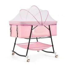 Lit de bébé pliable et Portable, chaise à bascule avec rouleau coulissant, lit de voyage pour nouveau né de 0 à 24M