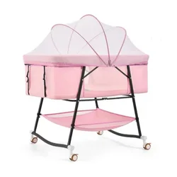 Lit de bébé pliable et Portable, chaise à bascule avec rouleau coulissant, lit de voyage pour nouveau né de 0 à 24M 