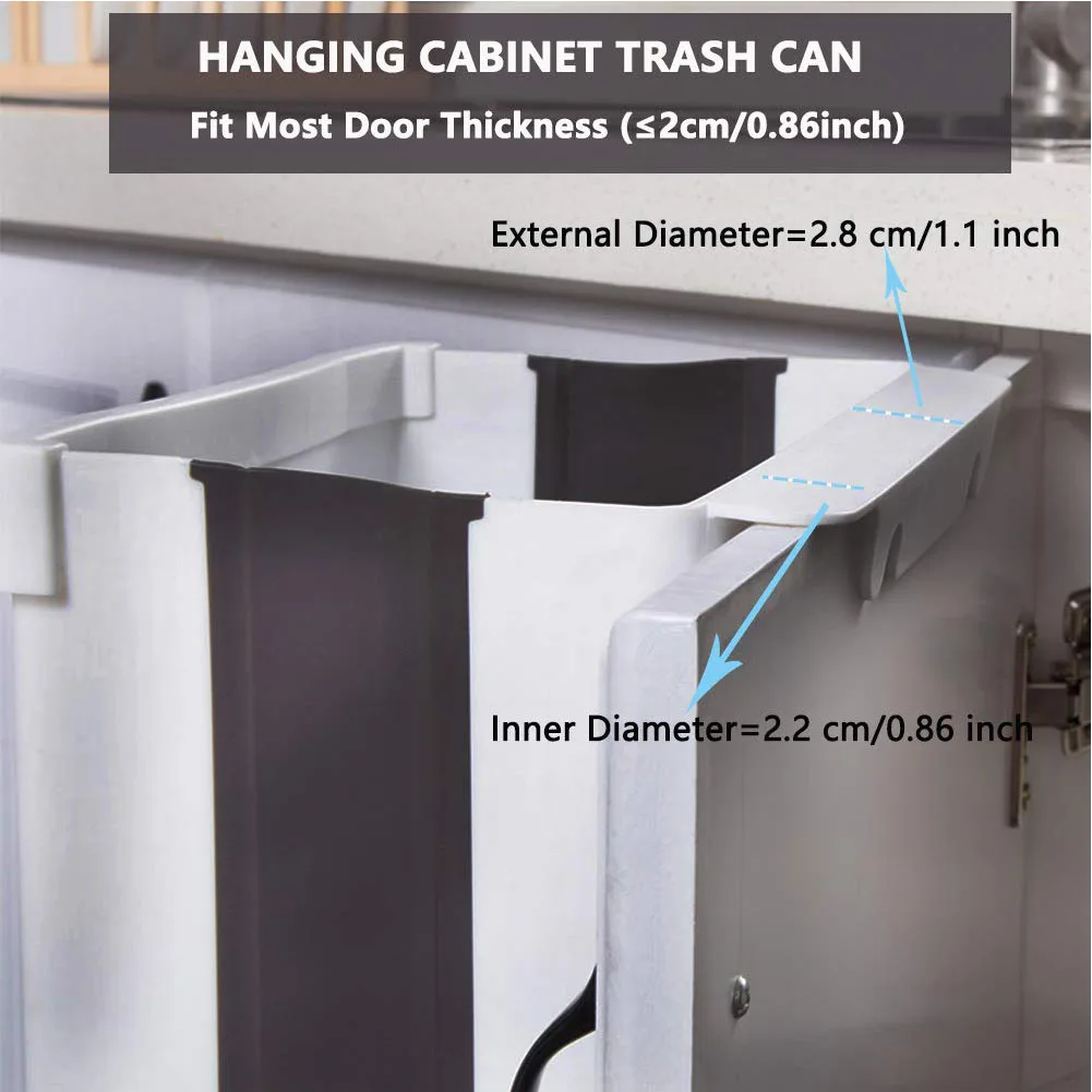 8L Bedroom Collapsible Waste Bin Large Capacity Drawer Hanging Trash Can Litter Container Dorm Bathroom Car Kitchen Cabinet Door