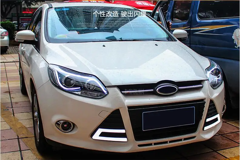 Hireno налобный фонарь для 2012- Ford Focus фара в сборе светодиодный DRL ангел объектив двойной луч HID Xenon 2 шт