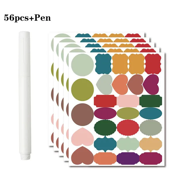 36-54pcs/Set Erasable Blackboard Sticker Craft Kitchen Jars Organizer Labels Chalkboard Chalk Board Sticker Black Board 5x3.5cm 56pcs Colorful