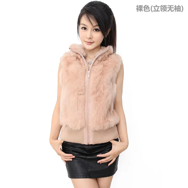 Nude stand collar Модное осеннее меховое пальто, Женское пальто из искусственного меха, короткое пальто без рукавов, новинка, черное, верблюжье, корейское зимнее пальто, женская зимняя куртка - Цвет: Nude stand collar