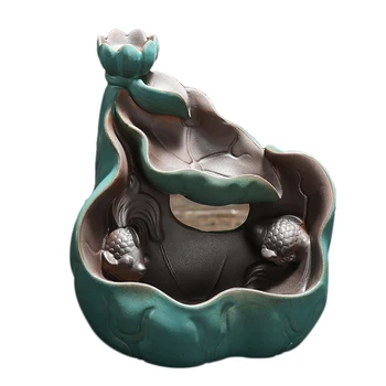 

Ceramic Censer Backflow Incense Burner Lotus Reflux Tower Cones Burner Incense Holder