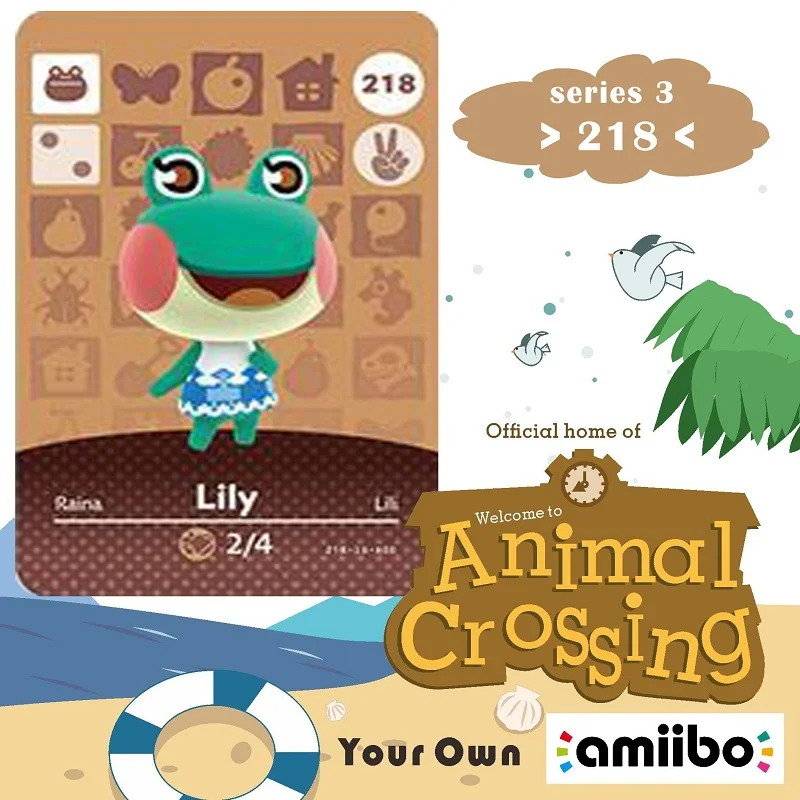 

218 Lily Amiibo Card Animal Crossing Series Animal Crossing New Horizons Amiibo Card Work for Ns Switch Games Nfc Card