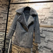 Зимние женские пальто из искусственной замши кожаные куртки размера плюс Свободное пальто средней длины пальто из искусственной овечьей шерсти S-XL W1209