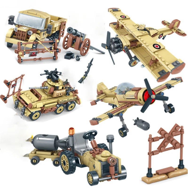 

WW2 Army Military Series Aircraft Tank Truck Soldiers Model Assemble Building Blocks Brick Toy for Children Christmas Gifts