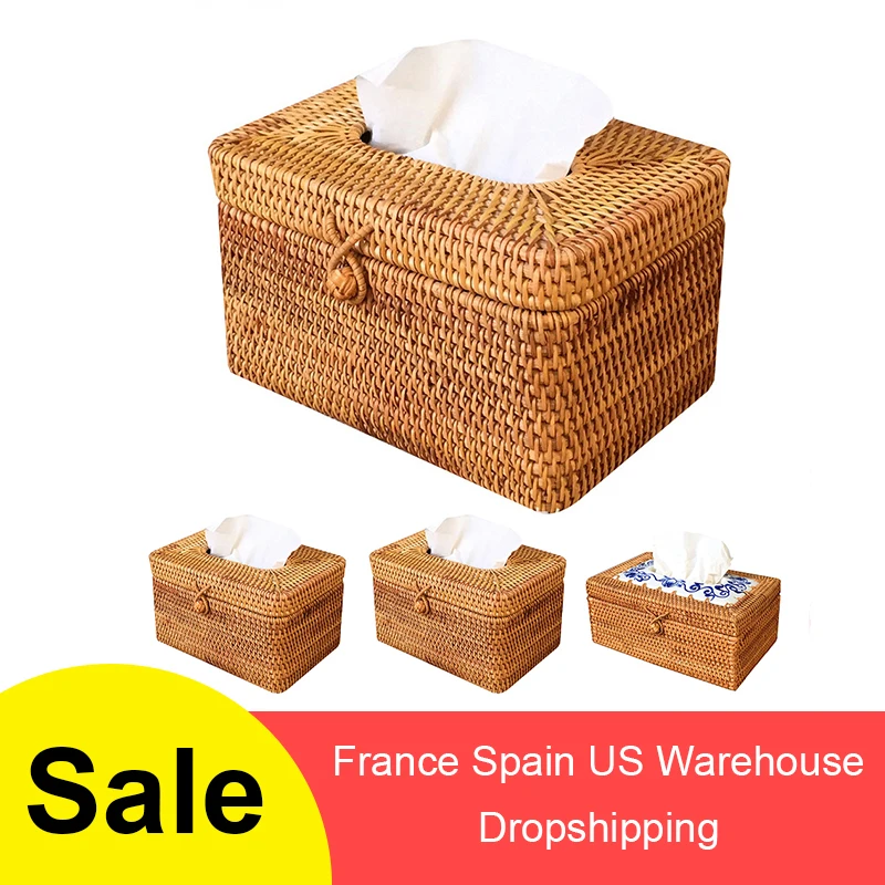 Paper Rack Rattan Tissue Box Elegant Home Decoration Handmade Desktop Tissue Container Napkin Storage Case