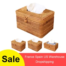 Paper Rack Rattan Tissue Box Elegant Home Decoration Handmade Desktop Tissue Container Napkin Storage Case