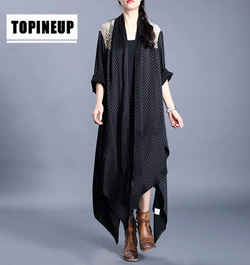 

New Spring Women Solid color retro loose seven-sleeve irregular coat women's windbreaker