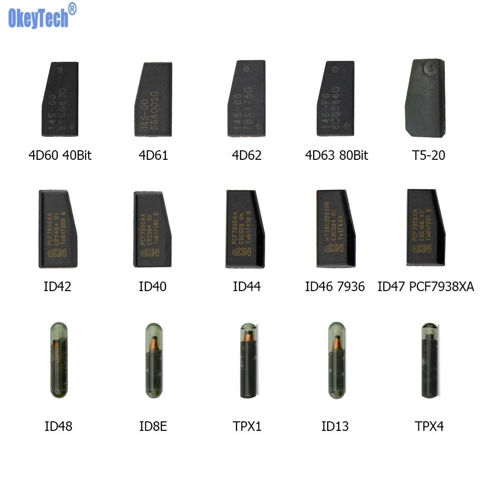 OkeyTech транспондер Автомобильный ключ чип 4D60 4D61 4D62 4D63 T5-20 ID40 ID42 ID44 ID46 ID47 ID48 ID8E ID13 TPX1