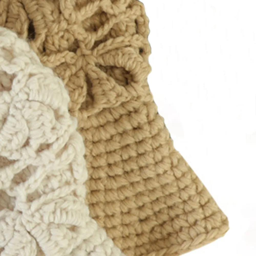 Hat Female Hand-knitted Warm Knit Bucket Hat Autumn New Japanese two-sided wearing Flowers Hollow Sweater Hat Outdoor