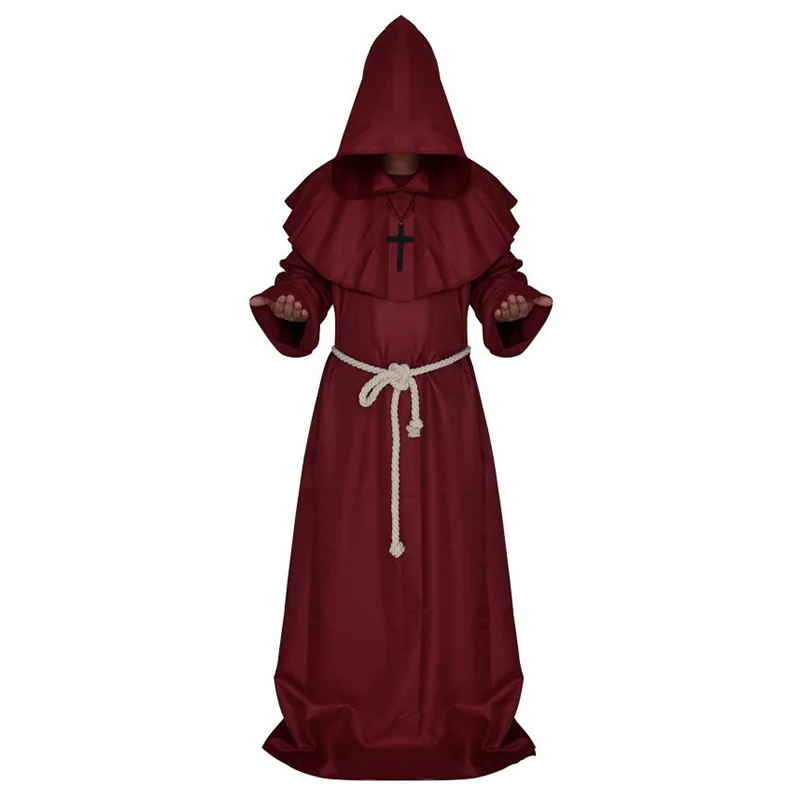 Horror Grim Reaper костюм для мужчин Винтаж монах Косплей костюмы на Хэллоуин для мужчин плащ для взрослых халат страшные костюмы волшебника для взрослых монах