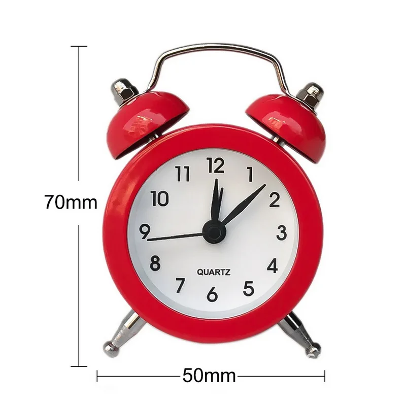 Креативные высококачественные 50 мм мини-часы с будильником, будильник для путешествий, аналоговые настольные часы с двойным колокольчиком, походные уличные инструменты, маленькие