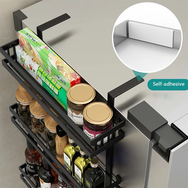 Étagère en bois pour réfrigérateur - Support de rangement latéral