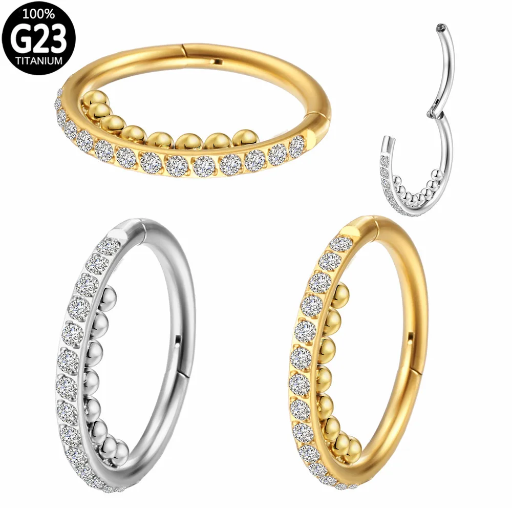 

G23 Titanium Septum Piercings Black Nose Rings ZC Inner Ball Segment Hinged Lip Earrings Helix Clicker Daith Piercings Jewelry