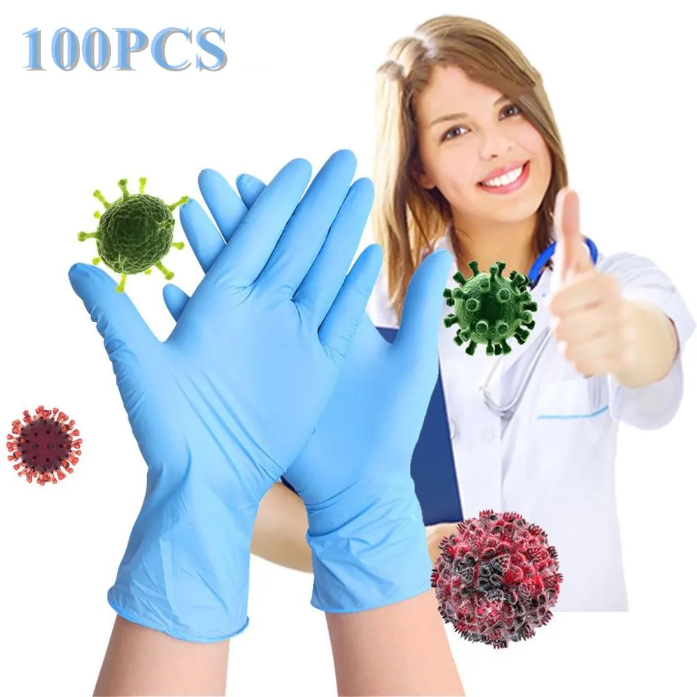 

100pcs Disposable Gloves Latex Rubber Cleaning Food Gloves Universal Home Garden Cleaning Gloves Household Cleaning Blue
