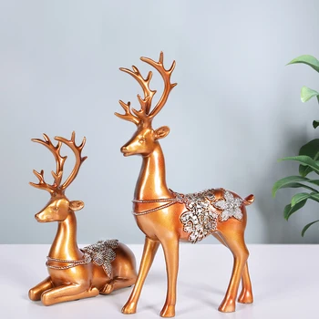 

European Style Retro Luxury Room Wine Cabinet Living home Decoration Deer Household Model Creative Wedding Gift figurine