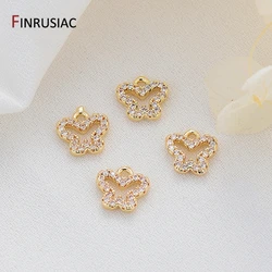 Exquisite 14K Gold - Plated Pave Zircon Mini Pendants - 2 pieces (14k real gold plated)