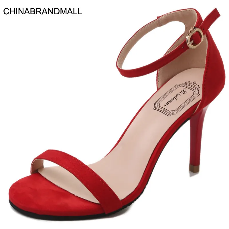 

Open Toe Red High Heel Sandals Apricot Black Heeled Wedding Shoes Strappy Evening Dress Heels Ladies Summer Shoes 2020