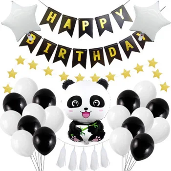 

Cartoon animal panda theme balloon set banner decoration birthday party balloon baby shower golden latex balloon children gift