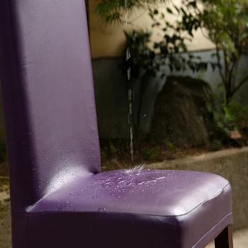 

2pcs Chair Cover One-piece PU Leather Stretchable Dining Chair Back Seat Covers Waterproof Dustproof Ceremony Chair Slipcovers