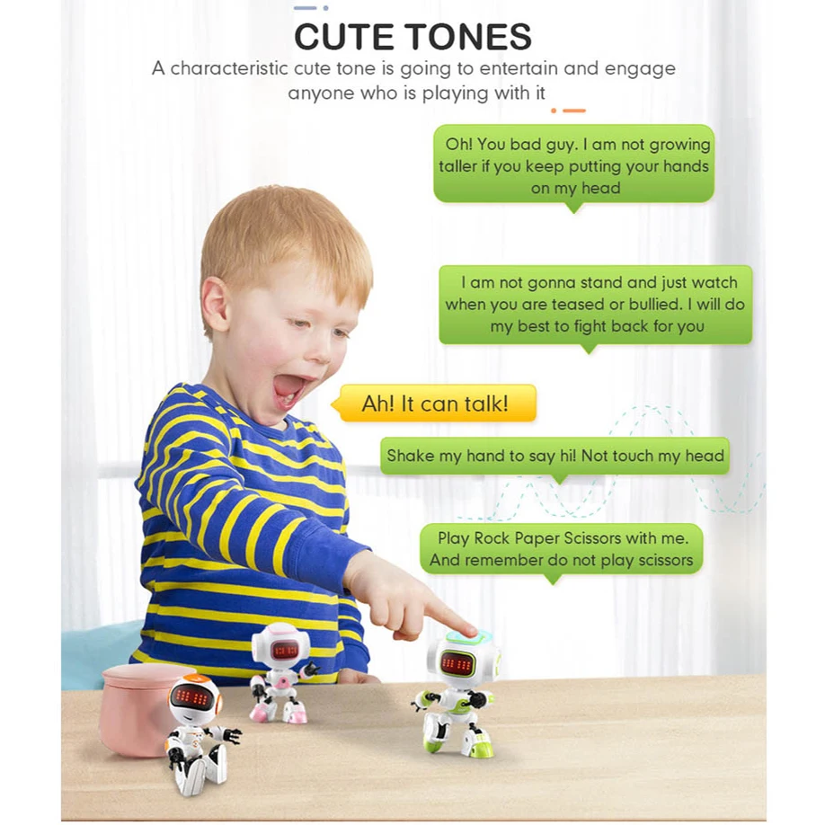 JJRC R8 Smart Robot Touch sensitive Gesture Control LED Light Effect R9 Early Education Robots Desktop Electronic Pet Child Toy