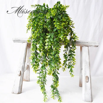 

Artificial Leaves Plastic Plant Vine Wall Hanging Garden Living Room Club Bar Decorated Fake Leaves Green Plant Ivy rattan 1pcs