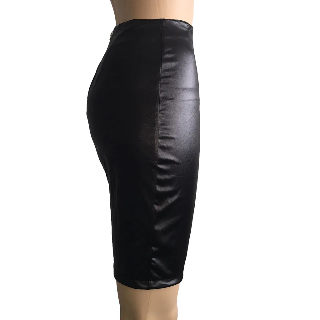 Модные сексуальные юбки, женские юбки с высокой талией и длиной до колена, элегантные облегающие кожаные вечерние юбки N.01