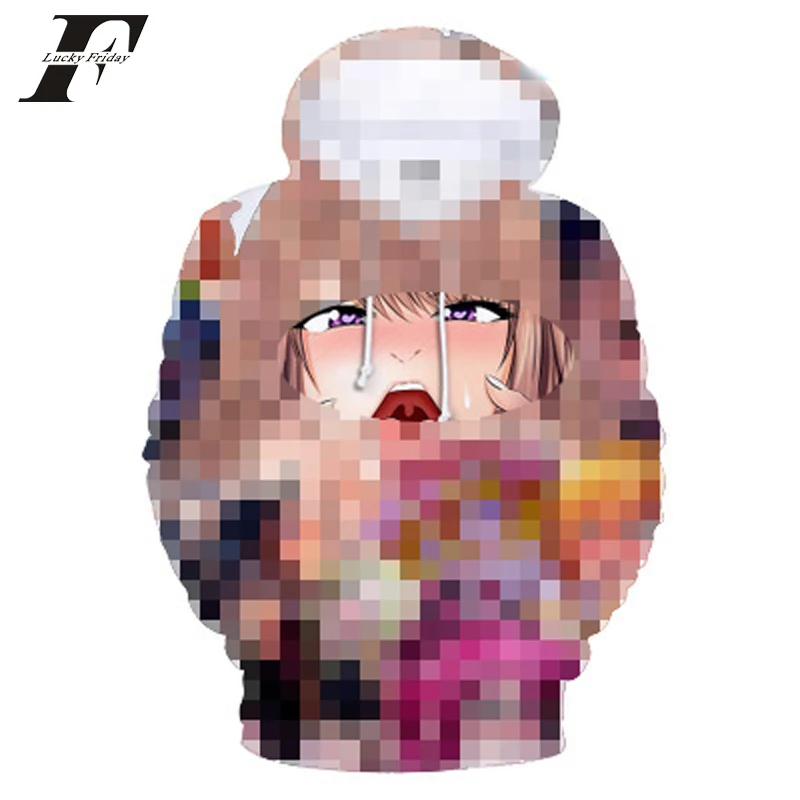 

3D Ahegao anime Hoodies sweatshirts Hooded Men women Shy Girl Face clothes Sweatshirt Streetwear Harajuku zipper Jackets
